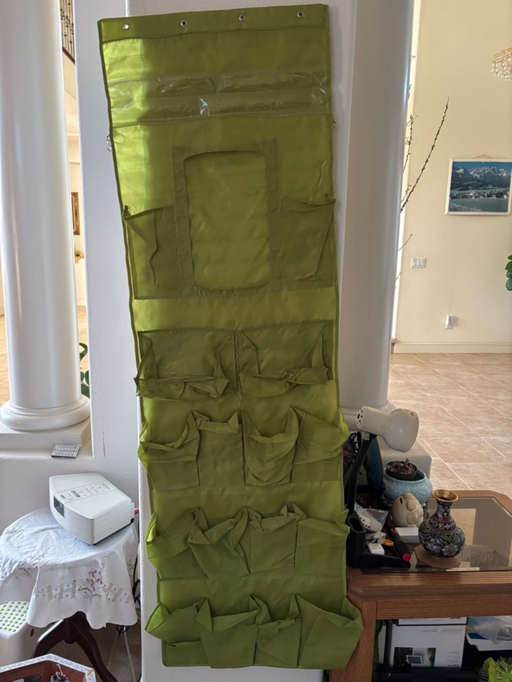 Over-the-Door Green Hanging Organizer for Home Storage
